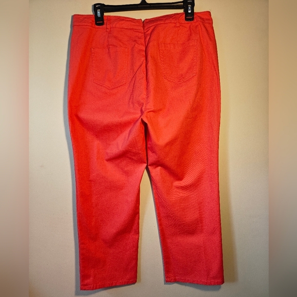Womens SZ 14 - 16  Salmon Pink Orange Back Seam Zipper Pants Cropped Jeans - Picture 5 of 5